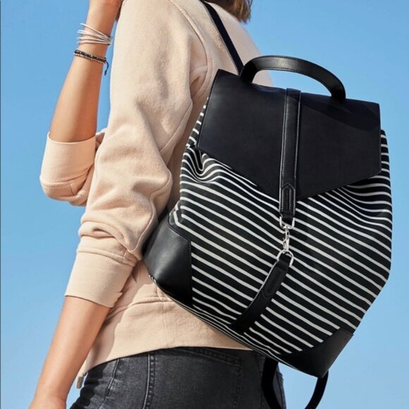Stella & Dot Handbags - Stella & Dot Ava Backpack – Black & White Striped Laptop Backpack Travel
